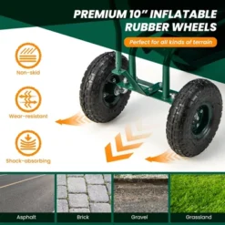 Costway Rolling Garden Cart Outdoor Gardening Workseat With Adjustable Height &Tool Storage -Sunnydaze Decor Store GUEST c86dc38b 1e50 4005 93be b054c5110348