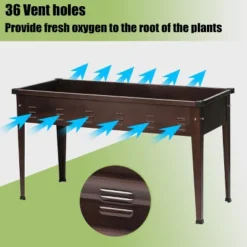 LuxenHome 50" W Brown Metal Rectangular Raised Garden Planter -Sunnydaze Decor Store GUEST c8d2bcf0 b1bc 4bb9 a068 c83350ce4c70