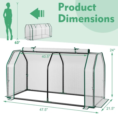 Costway 47.5''x 21.5''x 24''Portable Mini Greenhouse With 2 Zipper Doors & Ground Stakes 2 Costway 47.5''x 21.5''x 24''Portable Mini Greenhouse With 2 Zipper Doors & Ground Stakes - Image 2