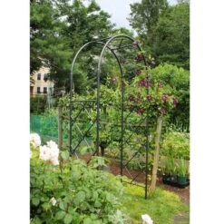Achla Designs 92" Elegant Handcrafted Lattice Iron Garden Arbor Graphite Powder Coated Finish -Sunnydaze Decor Store GUEST c9cb5f09 4741 423e 93b8 d89b3e85fdde