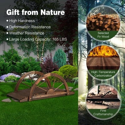 Costway 3.3FT Garden Bridge Classic Arc Wooden Bridge Decorative Garden Landscape 8 Costway 3.3FT Garden Bridge Classic Arc Wooden Bridge Decorative Garden Landscape - Image 8