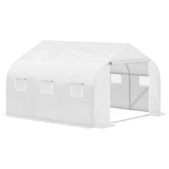 Outsunny 11.5' X 9.8' X 6.5' Outdoor Walk-In Tunnel Greenhouse Hot House With Roll-up Windows, Zippered Door, PE Cover, White 9 Outsunny 11.5' X 9.8' X 6.5' Outdoor Walk-In Tunnel Greenhouse Hot House With Roll-up Windows, Zippered Door, PE Cover, White -Sunnydaze Decor Store GUEST ca9f4144 5014 46bf 90c2 34330dd6ce3e