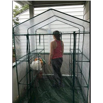 Nature Spring Walk-In PVC Greenhouse With 8 Shelves, Roll-Up Door And Steel Poles - Clear 4 Nature Spring Walk-In PVC Greenhouse With 8 Shelves, Roll-Up Door And Steel Poles - Clear - Image 4