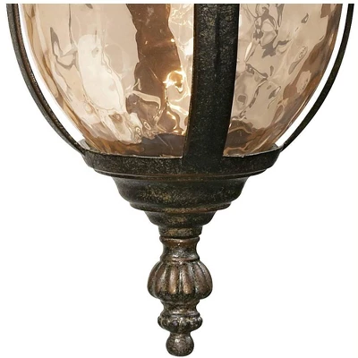 John Timberland Bellagio Vintage Outdoor Wall Light Fixtures Set Of 2 Veranda Bronze Downbridge 16 1/2" Champagne Hammered Glass For Post Exterior 4 John Timberland Bellagio Vintage Outdoor Wall Light Fixtures Set Of 2 Veranda Bronze Downbridge 16 1/2" Champagne Hammered Glass For Post Exterior - Image 4