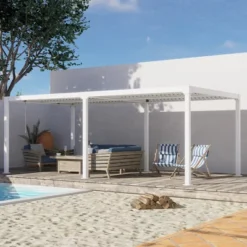 Aoodor Aluminum Pergola Rainproof Gazebo Patio Sun Shade Shelter With Adjustable Roof-White -Sunnydaze Decor Store GUEST cb76d620 648d 4bdd 851d cb2a78ffb8e9