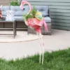 Sunnydaze Decor Sunnydaze Metal Pink Flamingo Outdoor Garden Statue With Flowerpot - 36"