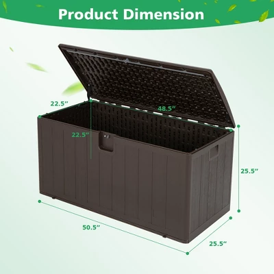 Costway 105 Gallon Outdoor Resin Deck Box All Weather Lockable Storage Container Brown 3 Costway 105 Gallon Outdoor Resin Deck Box All Weather Lockable Storage Container Brown - Image 3