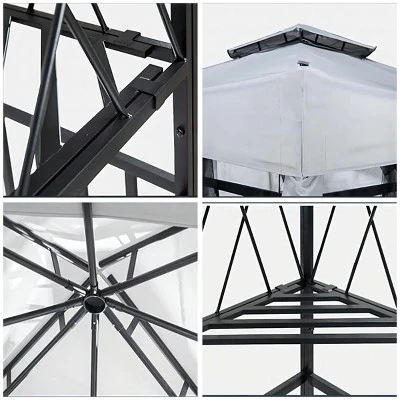 SUGIFT 10' X 10' Outdoor Patio Gazebo Canopy With Mesh Netting Sidewalls And Steel Frame - Light Gray 6 SUGIFT 10' X 10' Outdoor Patio Gazebo Canopy With Mesh Netting Sidewalls And Steel Frame - Light Gray - Image 6