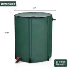 Costway 53 Gallon Portable Rain Barrel Water Collector Collapsible Tank W/Spigot Filter