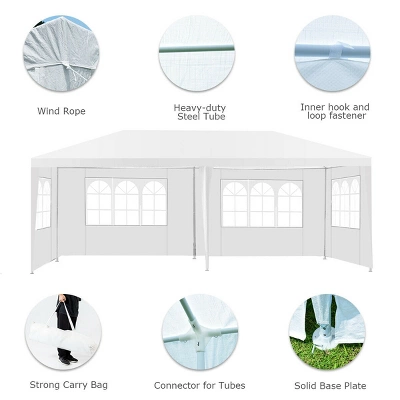 Costway 10'x20' Canopy Tent Heavy Duty Wedding Party Tent 4 Sidewalls W/Carry Bag 7 Costway 10'x20' Canopy Tent Heavy Duty Wedding Party Tent 4 Sidewalls W/Carry Bag - Image 7