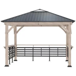 Outsunny 11' X 11' Grill Gazebo Canopy, Hardtop Gazebo With Three Bar Counters, Metal And Acrylic Combined Roof -Sunnydaze Decor Store GUEST cebf97de 3876 4bdf a4bf 43370071d594