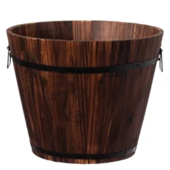 Gardenised Rustic Wooden Whiskey Barrel Planter With Durable Medal Handles And Drainage Holes - Perfect For Indoor And Outdoor Use 19 Gardenised Rustic Wooden Whiskey Barrel Planter With Durable Medal Handles And Drainage Holes - Perfect For Indoor And Outdoor Use -Sunnydaze Decor Store GUEST d1784303 e343 4d16 9c0a 09e798d36bfb