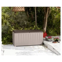 Novel 90 Gallon Outdoor Storage Box - Beige/Brown - Keter -Sunnydaze Decor Store GUEST d1c9fe73 bbfd 493b 91fe f8d2d8ce4b05