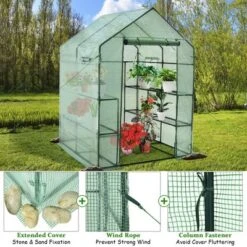 Costway Walk-in Greenhouse 56''x56''x77'' Gardening W/Observation Windows 2 Tier 8 Shelves 12 Costway Walk-in Greenhouse 56''x56''x77'' Gardening W/Observation Windows 2 Tier 8 Shelves -Sunnydaze Decor Store GUEST d22d611f 8693 4078 bc9d 69289c7fe628
