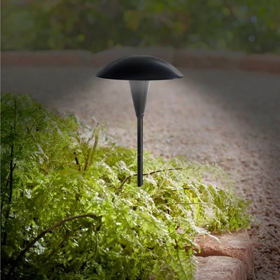 John Timberland Grant 18" High Black LED Mushroom Path Lights Set Of 2 2 John Timberland Grant 18" High Black LED Mushroom Path Lights Set Of 2 - Image 2