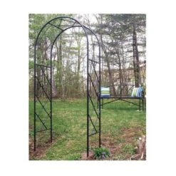 Achla Designs 92" Elegant Handcrafted Lattice Iron Garden Arbor Graphite Powder Coated Finish -Sunnydaze Decor Store GUEST d2a8d079 49a6 4a25 bd3c d087120d37d2