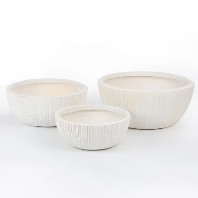 Aoodor Vretical Stripe Texture Bowl Plant Pots With Drain Hole Set Of 3, Flower Pots Outdoor&Indoor,Magnesium Oxide Planter 8 Aoodor Vretical Stripe Texture Bowl Plant Pots With Drain Hole Set Of 3, Flower Pots Outdoor&Indoor,Magnesium Oxide Planter - Image 8