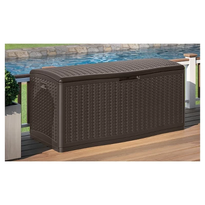 124gal Resin Wicker Deck Box Brown - Suncast 2 124gal Resin Wicker Deck Box Brown - Suncast - Image 2
