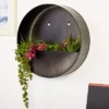 Farmlyn Creek Black Metal Circle Wall Hanging Planter For Home Indoor Decor, 12 Inch Dia.