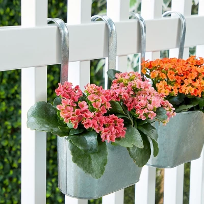 Juvale 2 Pack Galvanized Metal Hanging Bucket Planter Flower Pots For Railing, Fence, Balcony, Wall Decor, And Garden, 5 X 4.5 X 10 In 2 Juvale 2 Pack Galvanized Metal Hanging Bucket Planter Flower Pots For Railing, Fence, Balcony, Wall Decor, And Garden, 5 X 4.5 X 10 In - Image 2