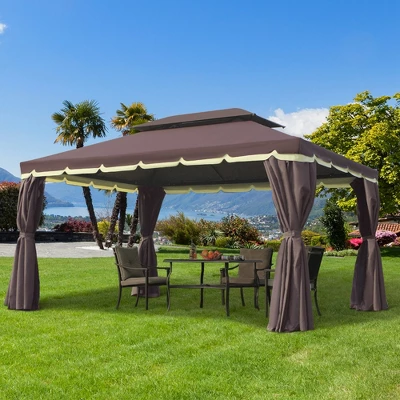 Outsunny 10' X 13' Patio Gazebo, 2-Tier Polyester Roof, Vented Canopy, Mesh, Portable Aluminum Frame For Outdoor 1 Outsunny 10' X 13' Patio Gazebo, 2-Tier Polyester Roof, Vented Canopy, Mesh, Portable Aluminum Frame For Outdoor