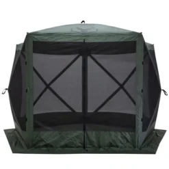Gazelle GG500GR 4 Person 5 Sided Outdoor Portable Pop Up Water And UV Resistant Gazebo Screened Tent With Carry Bag And Stakes, Alpine Green