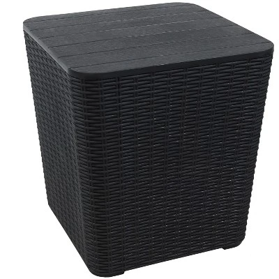 Sunnydaze Decor Sunnydaze Rattan Design Outdoor Side Table With Storage - 11.5-Gal. 11 Sunnydaze Decor Sunnydaze Rattan Design Outdoor Side Table With Storage - 11.5-Gal. - Image 11