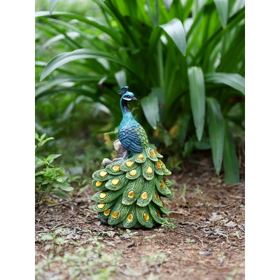 Techko Maid Peacock Calm Solar Outdoor Garden Statue Decor With Spotlight 8 Techko Maid Peacock Calm Solar Outdoor Garden Statue Decor With Spotlight - Image 8