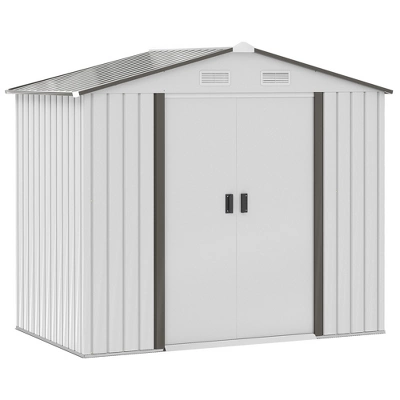 Outsunny 7' X 4' Steel Storage Shed Organizer, Garden Tool House With 4 Vents And 2 Easy Sliding Doors For Backyard, Patio, Lawn 9 Outsunny 7' X 4' Steel Storage Shed Organizer, Garden Tool House With 4 Vents And 2 Easy Sliding Doors For Backyard, Patio, Lawn - Image 9