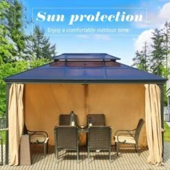 Aoodor 10'x 13 In Gazebo Polycarbonate Hardtop Roof, Aluminum Frame With Mosquito And Curtain, Blue 9 Aoodor 10'x 13 In Gazebo Polycarbonate Hardtop Roof, Aluminum Frame With Mosquito And Curtain, Blue -Sunnydaze Decor Store GUEST d663cdee ba90 4aac 8480 20a1c1e201e2