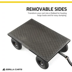 Gorilla Cart GOR1200-COM 9 Cubic Feet 1200 Pound Capacity Heavy Duty Durable Steel Utility Wagon Cart W/ 2 In 1 Towing Handle & Removable Sides, Black -Sunnydaze Decor Store GUEST d6afd00a 1cb7 4649 bdad 50d740ab6ab0