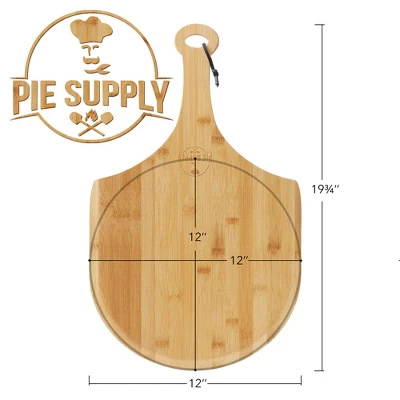 Pie Supply Bamboo Pizza Peel For Baking And Serving, Wood Paddle Cutting Board With Handle And Hanging Strap 6 Pie Supply Bamboo Pizza Peel For Baking And Serving, Wood Paddle Cutting Board With Handle And Hanging Strap - Image 6