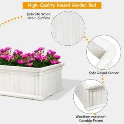 48''x24''Raised Garden Bed Rectangle Plant Box Planter Flower Vegetable White 12 48''x24''Raised Garden Bed Rectangle Plant Box Planter Flower Vegetable White -Sunnydaze Decor Store GUEST d7c1a097 e6f3 49b0 a030 8f0d97020834