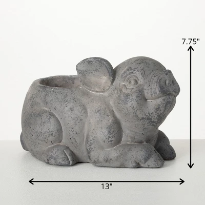 7.75"H Sullivans Charcoal Piglet Planter, Gray 3 7.75"H Sullivans Charcoal Piglet Planter, Gray - Image 3