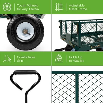 Best Choice Products Heavy-Duty Steel Garden Wagon Lawn Utility Cart W/ 400lb Capacity, Removable Sides, Handle 2 Best Choice Products Heavy-Duty Steel Garden Wagon Lawn Utility Cart W/ 400lb Capacity, Removable Sides, Handle - Image 2