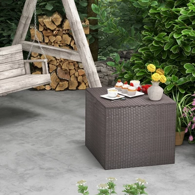 Costway 72 Gallon Patio Rattan Wicker Storage Deck Box Container With Liner Garden 3 Costway 72 Gallon Patio Rattan Wicker Storage Deck Box Container With Liner Garden - Image 3