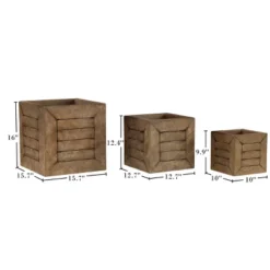 Pure Garden 3-Piece Square Planter Set