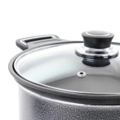 Oster® Oster Clairborne 3 Piece Aluminum Nonstick Pasta Pot With Lid In Charcoal Gray -Sunnydaze Decor Store GUEST dadb11cc 1840 4c52 ba1b 0fbc5e1f614b