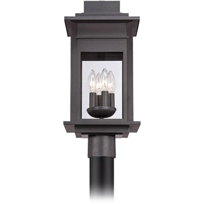 Franklin Iron Works Outdoor Post Light Fixture Black Specked Gray 19 1/2" Clear Glass For Exterior Garden Yard Patio Driveway 2 Franklin Iron Works Outdoor Post Light Fixture Black Specked Gray 19 1/2" Clear Glass For Exterior Garden Yard Patio Driveway - Image 2