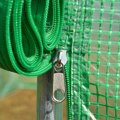 Outsunny 26' X 10' X 7' Walk-in Tunnel Hoop Greenhouse, PE Cover, Steel Frame, Roll-Up Zipper Door And Mesh Windows For Flowers And Vegetables, Green 5 Outsunny 26' X 10' X 7' Walk-in Tunnel Hoop Greenhouse, PE Cover, Steel Frame, Roll-Up Zipper Door And Mesh Windows For Flowers And Vegetables, Green - Image 5