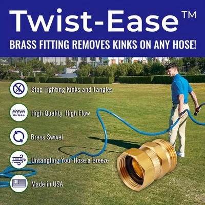 Underhill Garden Hose Nozzle Remover Twist-Ease Kink Eliminator For Kinks, Twist, Tangles, And Cramping W/ Built-In Swivel, 3/4" Attachment (2 Pack) 2 Underhill Garden Hose Nozzle Remover Twist-Ease Kink Eliminator For Kinks, Twist, Tangles, And Cramping W/ Built-In Swivel, 3/4" Attachment (2 Pack) - Image 2