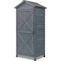 Outdoor Wooden Storage Sheds Fir Wood Lockers With Workstation-ModernLuxe -Sunnydaze Decor Store GUEST dc471b74 d6ef 4866 834e 4e9f754c6980