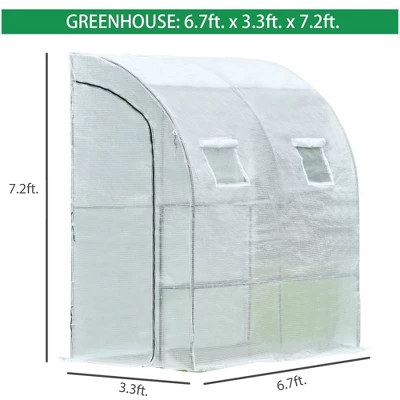 Aoodor 6.7ft. X 3.3ft. X 7.2ft. Outdoor Walk-in Greenhouse Lean To Portable Wall Two Doors 4 Aoodor 6.7ft. X 3.3ft. X 7.2ft. Outdoor Walk-in Greenhouse Lean To Portable Wall Two Doors - Image 4