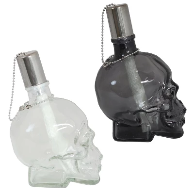 Sunnydaze Decor Sunnydaze Grinning Skull Glass Tabletop Torches - Clear And Black 7 Sunnydaze Decor Sunnydaze Grinning Skull Glass Tabletop Torches - Clear And Black - Image 7