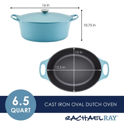 Rachael Ray Premium RUST-RESISTANT Cast Iron Dutch Oven 6.5qt Agave Blue 13 Rachael Ray Premium RUST-RESISTANT Cast Iron Dutch Oven 6.5qt Agave Blue - Image 13
