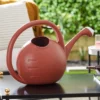 HC Companies 2 Gallon Premium Large Mouth Garden Plant Watering Can With Rosette, Water Indicator Level, And Ergonomic Handle (Terracotta))