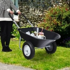 Costway 2 Tire Wheelbarrow Cart Heavy-duty Dolly Utility Cart Black -Sunnydaze Decor Store GUEST deb3daa2 b129 4658 9f72 1566f9d07adc