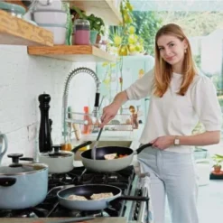 BergHOFF Sage And Slate Non-stick Aluminum Stockpot With Glass Lid -Sunnydaze Decor Store GUEST df1fc3d3 7fe9 4c71 8220 cb436351936b