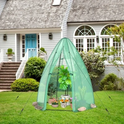 Costway 5.5'x 5.5'x 6' Portable Mini Garden Greenhouse With Window & Roll-up Zippered Door 7 Costway 5.5'x 5.5'x 6' Portable Mini Garden Greenhouse With Window & Roll-up Zippered Door - Image 7