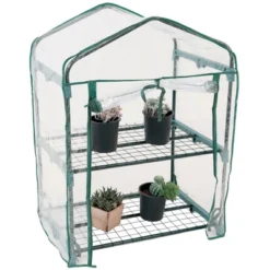 Sunnydaze Decor Sunnydaze Outdoor Portable Growing Rack 2-Tier Greenhouse With PVC Roll-Up Door - 2 Shelves - Clear -Sunnydaze Decor Store GUEST e0c2d575 aec7 4848 9743 cb4bd23f2761